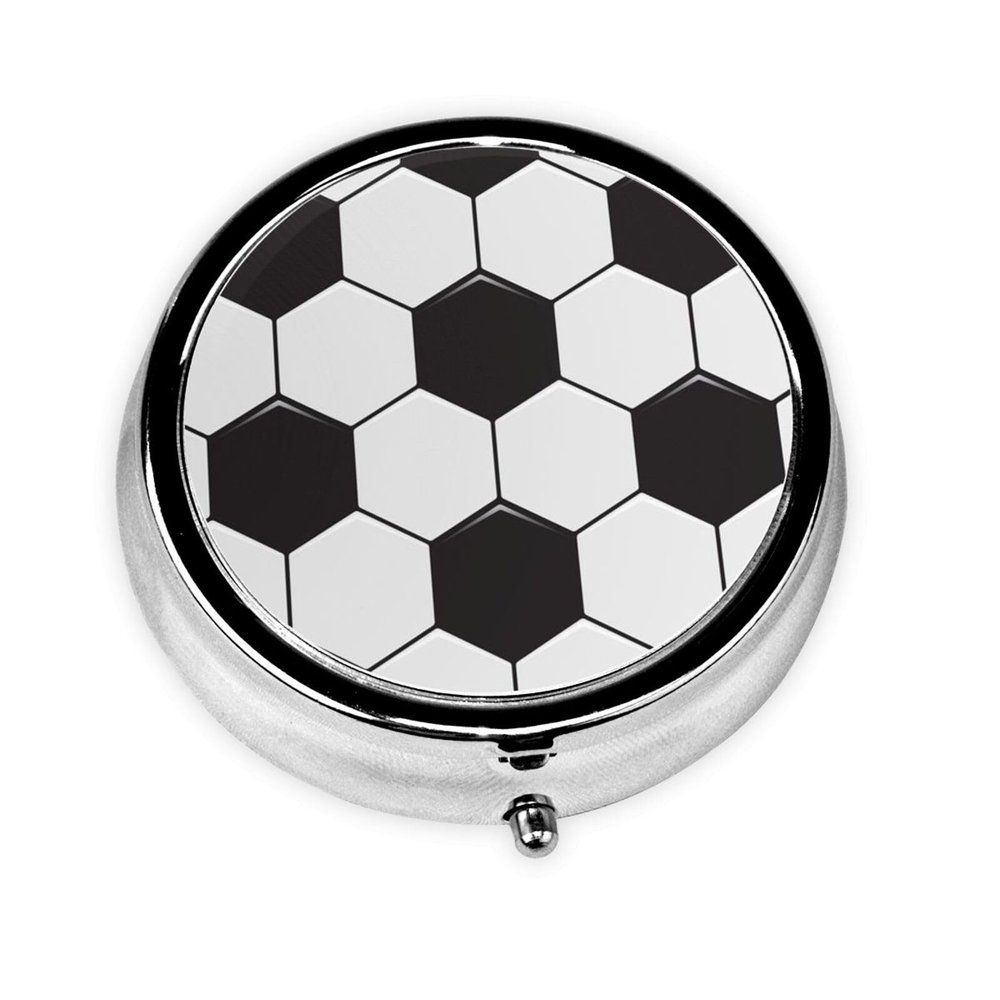 Football Texture, Pill Box Round Pill Case for Pocket Or Purse Small Pill Container Travel Pill Organizer