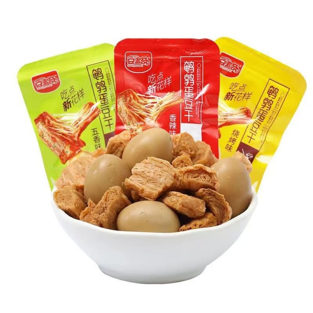 Chinese Snack Food Vacuum Packaged Tofu Multi-Flavored Quail Egg Bean Curd Cut Pieces (500g, Three flavors are mixed)