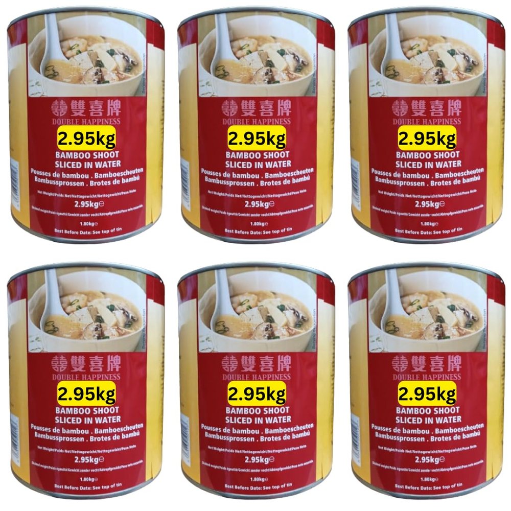 Bamboo Shoots Tinned Bulk Size - Strips / Halves / Slices - Bamboo Shoots in Water (6x2800g Slices)