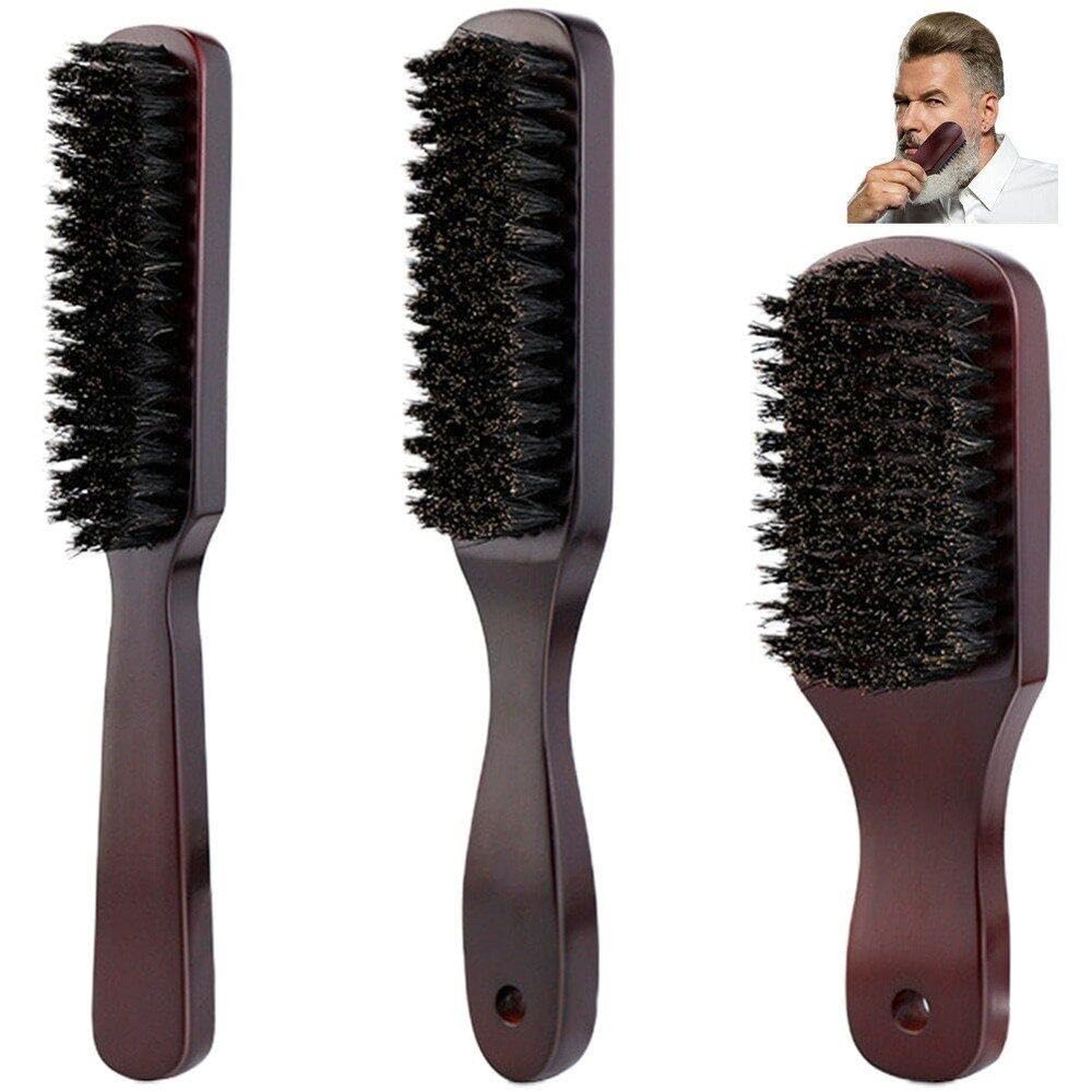 Men Beard Brush Natural Boar Bristle Brush Stiff Beard Brush Moustache Cleaning Brush Shaving Comb Barber Hair Styling Comb