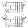 Freezer Wire Storage Organizer Baskets, 2 Pcs Freezer Wire Storage Basket PE Coated Hanging Rack Organizer Bin Black for Refrigerator Shelves(L 47.5cm X W 24.5cm X H 20cm) view 1
