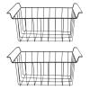 Freezer Wire Storage Organizer Baskets, 2 Pcs Freezer Wire Storage Basket PE Coated Hanging Rack Organizer Bin Black for Refrigerator Shelves(L 47.5cm X W 24.5cm X H 20cm) view 4