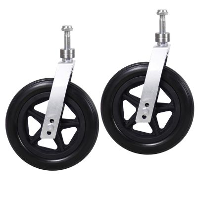 6inch/7inch/8inch Front Wheels for Manual Wheelchair, Anti-Slip Solid Wheel Front Casters, Black Replacement Wheels with Aluminum Forks (Pair) (Size : 20cm/8inch)