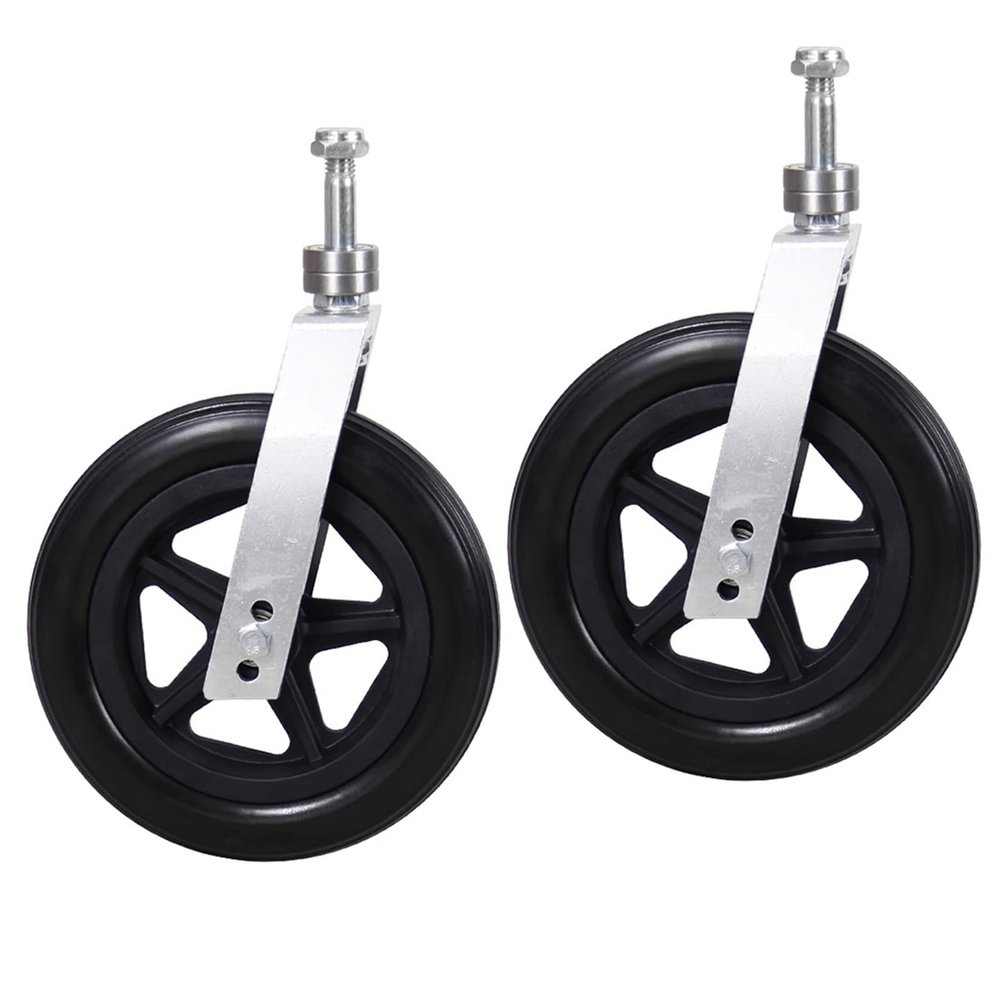 6inch/7inch/8inch Front Wheels for Manual Wheelchair, Anti-Slip Solid Wheel Front Casters, Black Replacement Wheels with Aluminum Forks (Pair) (Size : 20cm/8inch)