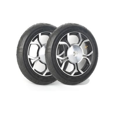 1 Pair 12x 2 Wheelchair Rear Wheels Assembly, PU Pneumatic Electric Wheelchair Replacement Wheel, Aluminum Rim with 17mm (11/16'') Bearing and Keyway 6mm (1/4")