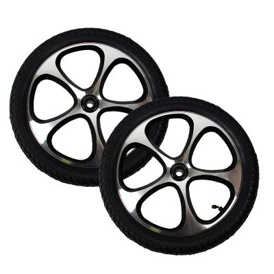 1 Pair 16x2.125 Replacement Electric Wheelchair Rear Wheels, PU Inflatable/Solid Tire, Aluminum Alloy Hub with 5/8" (17mm) Bearing and Keyway 1/4" (6mm) (Size : 16x2.125 A)