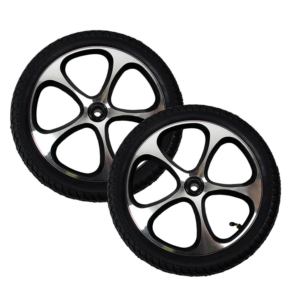 1 Pair 16x2.125 Replacement Electric Wheelchair Rear Wheels, PU Inflatable/Solid Tire, Aluminum Alloy Hub with 5/8" (17mm) Bearing and Keyway 1/4" (6mm) (Size : 16x2.125 A)