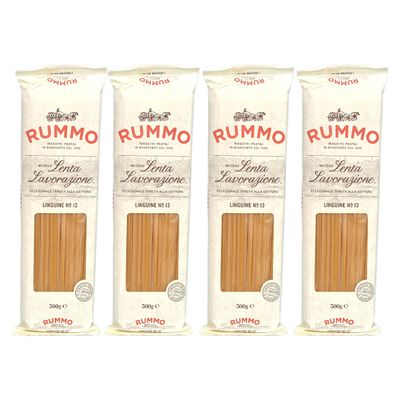 Rummo Linguine No.13-500g Lenta Lavorazione Pasta - Pack of 4 with Italia Solutions UK Kitchen Conversion Card