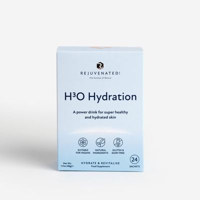 Rejuvenated H3O Hydration Sachets - Natural Supplement Drink for Skin & Body Hydration - Power Drink for Healthy and Hydrated Skin with Hyaluronic Acid (24 Sachets)