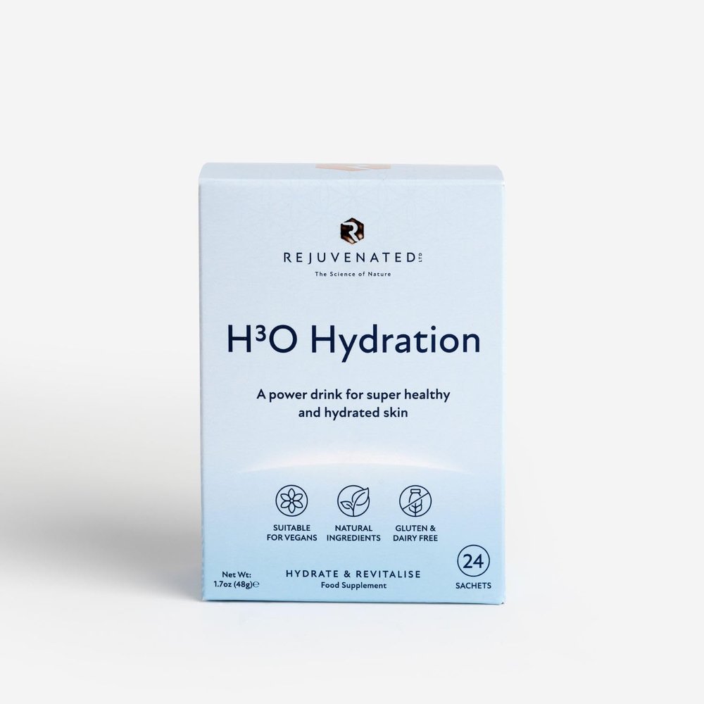 Rejuvenated H3O Hydration Sachets - Natural Supplement Drink for Skin & Body Hydration - Power Drink for Healthy and Hydrated Skin with Hyaluronic Acid (24 Sachets)