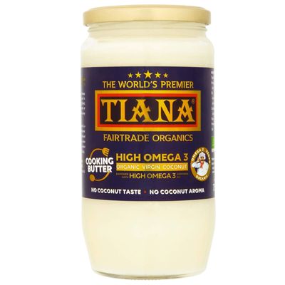 TIANA Organic Omega-3 Virgin Coconut Cooking Butter, Plant Based Omega-3 Superfood (750ML (Pack of 6))