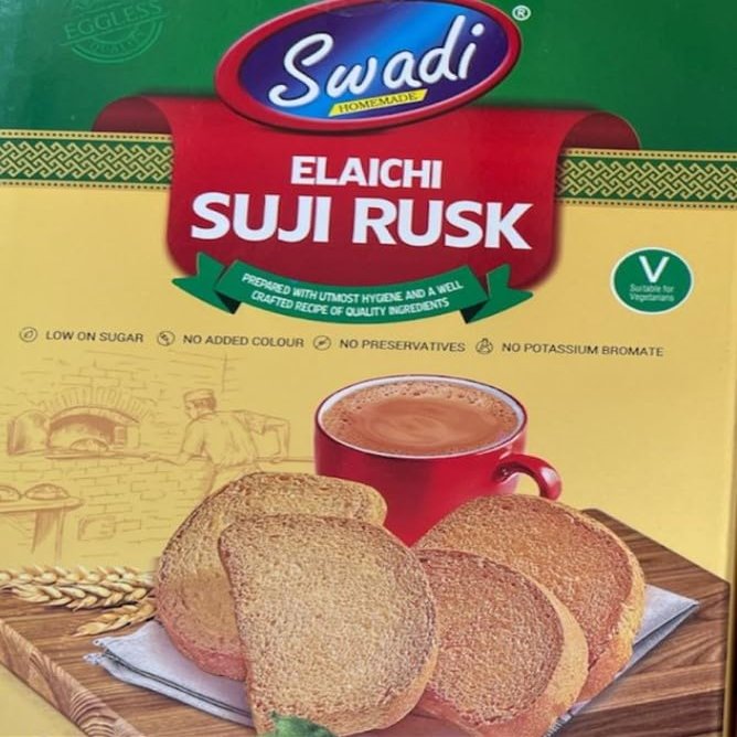 Suji & Elaichi Rusk 600G (Pack Of 2) Delicious Tasty And Crispy Elaichi Flavor Tea Toast Share With Family And Friends