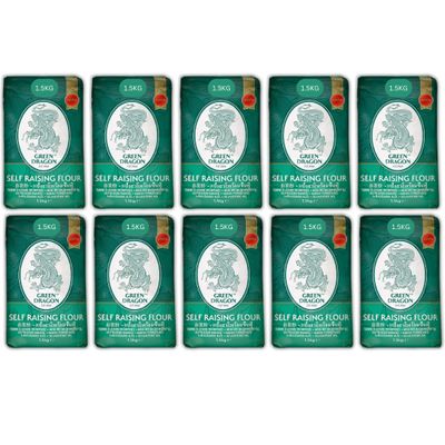 10x1.5kg Green Dragon Thai Self Raising Flour for Baking Mantou, Chinese Pancakes, Dumplings, Steamed Buns