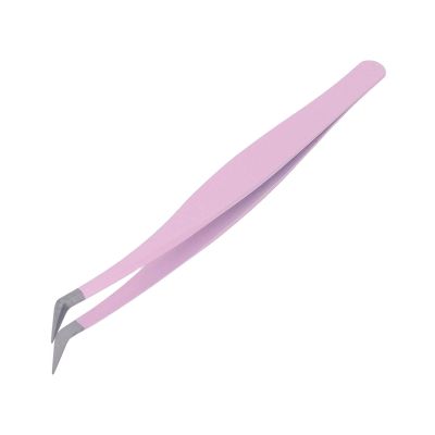 Eyelash Extension Tweezers Non-Slip Handle, Close Bite, Stainless Steel, Small Size, Cluster Lashes Taking and Fanning, Perfect for Home and Salon