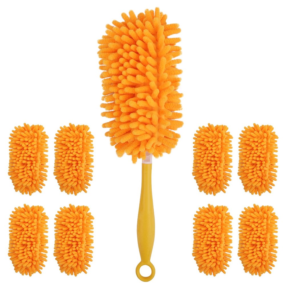 REDONES Reusable Duster Refills Compatible with Swiffer, 360 Heavy Duty Dusters Refills 8 Pack (Yellow, Microfiber)
