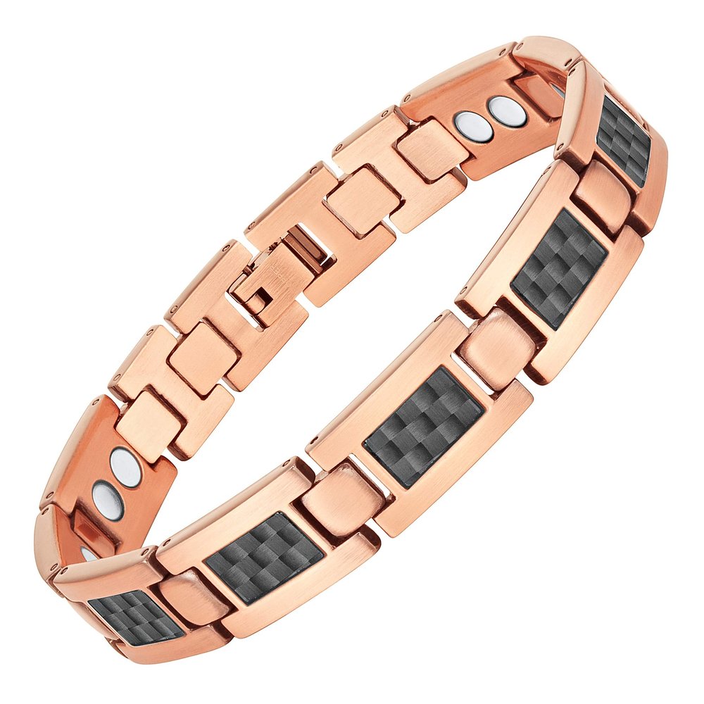 Willis Judd Mens Copper Magnetic Bracelet Double Strength Magnetic Bracelets for Men Adjustable Length