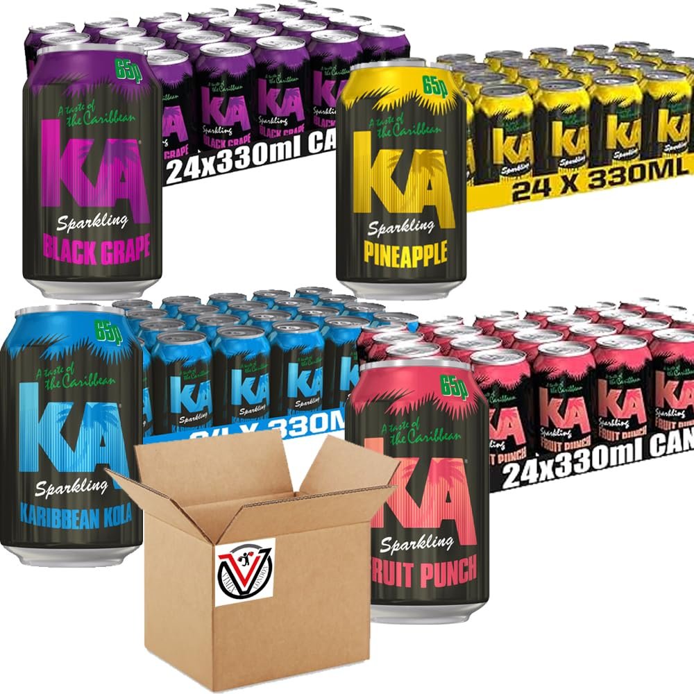K A Sparkling Black Grape, Pineapple, Karibbean Kola, Fruit Punch 24 x 330ml | Pick Any Flavour