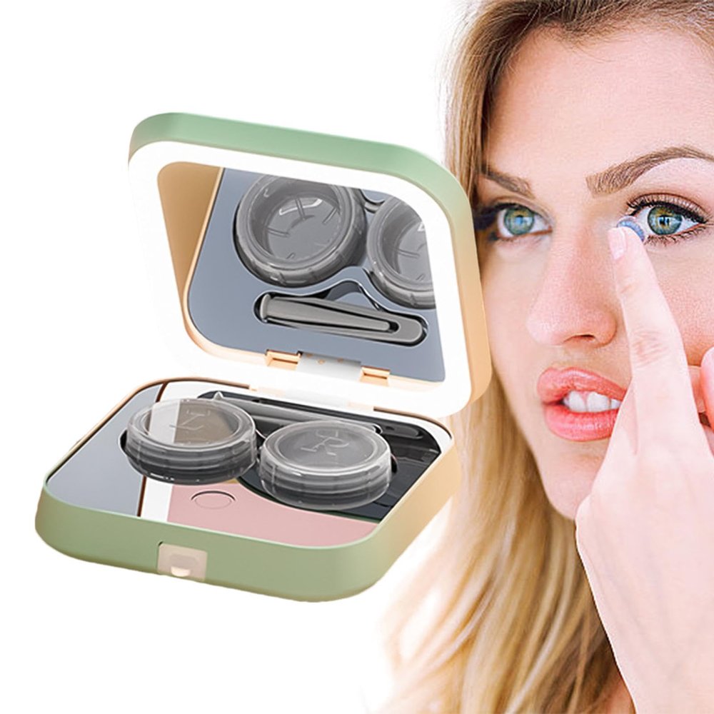 Lens Cleaner Machine - Lens Washer with and Tweezers, Lens Cleaning Box, Lens Case, Cleaning Machine for Hard Lens