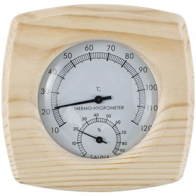 BUTORY Sauna Thermometer 2 in 1 Wooden Sauna Thermometer Hygrometer Precise Indoor Sauna Hygrothermograph 10-120 Sauna Thermometer Portable Sauna Hygrometer for Sauna Room Hotel 14x14x3cm #