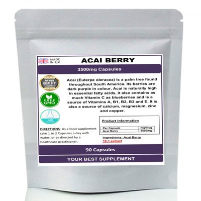 Acai Berry Extract Capsules 3500mg (Super Antioxidant) Pure, No Additives (90)