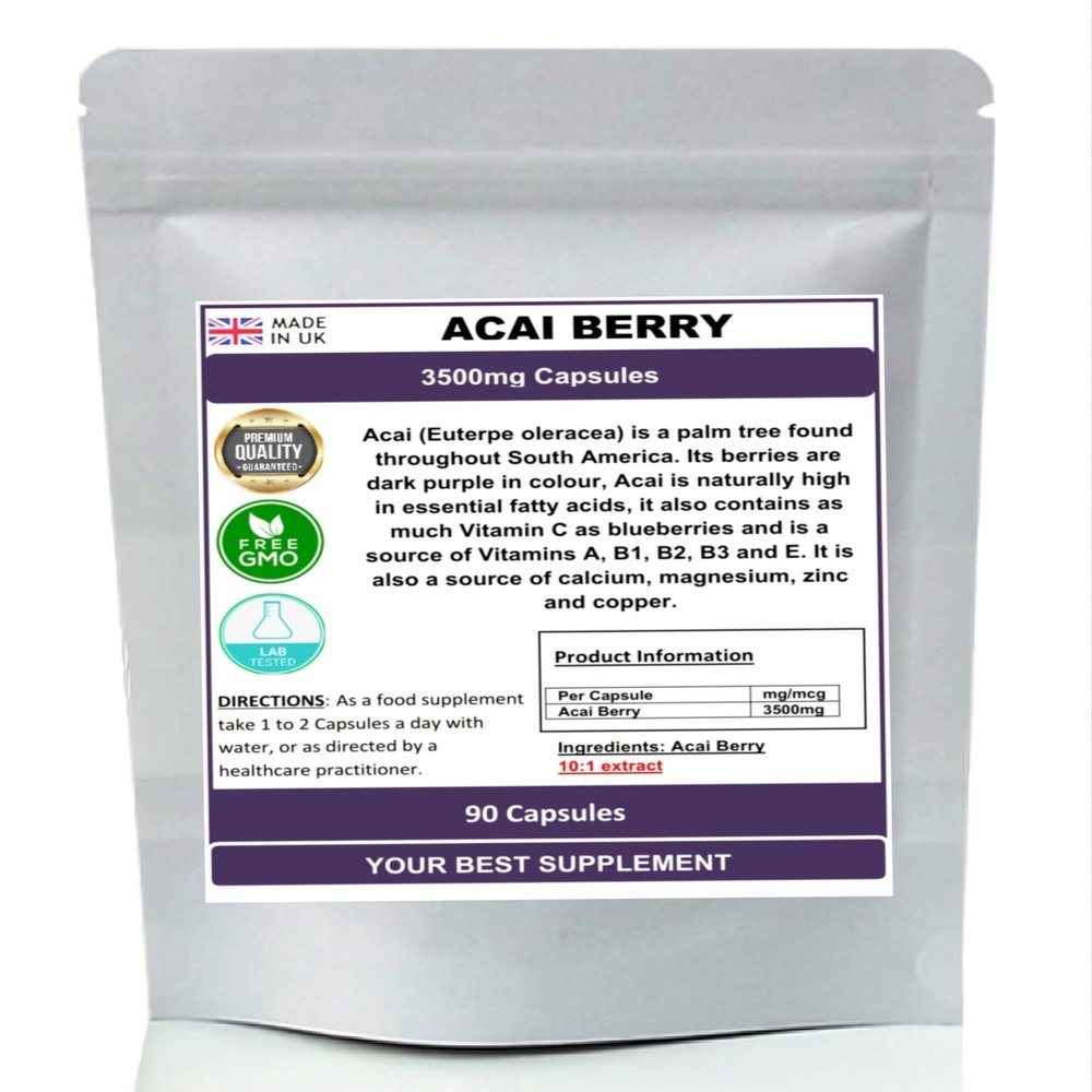 Acai Berry Extract Capsules 3500mg (Super Antioxidant) Pure, No Additives (90)