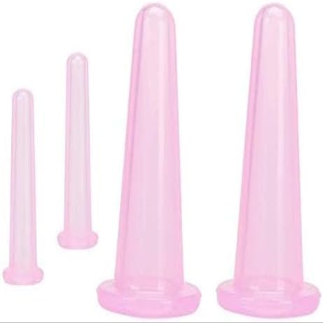 4 Pieces Pink Facial Cupping Therapy Set Anti Cellulite Silicone Vacuum Cupping Cups for Face and Eye Cupping Massage (2 Small + 2 Large)Massage ToolsHealth Care