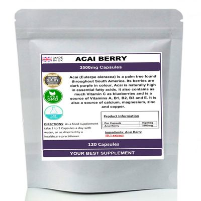 Acai Berry Extract Capsules 3500mg (Super Antioxidant) Pure, No Additives (120)