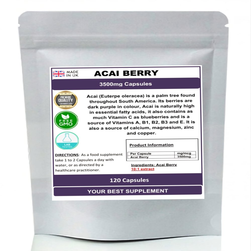 Acai Berry Extract Capsules 3500mg (Super Antioxidant) Pure, No Additives (120)