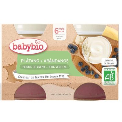 Babybio Yogurt Vege Aven/Plat/Aran 2X130G