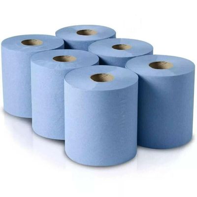 ARA CHOICE 6X Rolls Blue Centre Feed Embossed 2 Ply Paper Kitchen Hand Towels 375 Sheets Per Roll Toilet Tissue Paper Universal Towel Refill Towel Dispenser for Home Office Warehouse Bathroom Garage