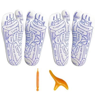 2Pcs Acupressure Reflexology Socks,Foot Massage Socks,Acupoint Socks,Relieve Tired Physiotherapy Socks with Massage Tools, White
