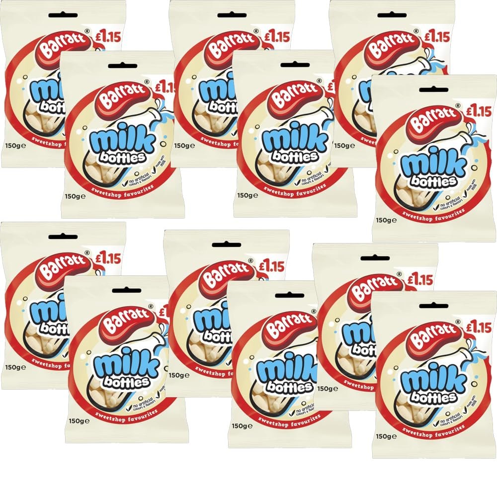 12 x Baratt Milk Bottles 150g - Milk Bottle Shaped Sweets