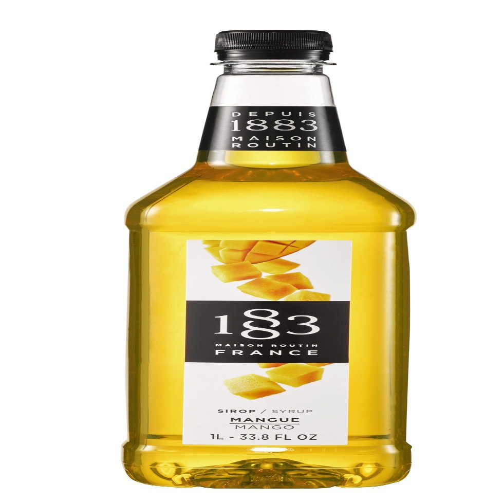 1883 Maison Routin Premium Mango Syrup for Iced Tea, Cocktails, Mocktails, Smoothies, Desserts - Vegan-Friendly, Allergen-Free, No Preservatives - 1L PET Bottle