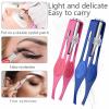 2PCS Led Lighted Tweezers, Precision Stainless Steel for Women & Men - Facial Hair Removal, Makeup, Slanted, Pink & Blue view 2