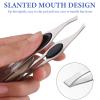 2PCS Led Lighted Tweezers, Precision Stainless Steel for Women & Men - Facial Hair Removal, Makeup, Slanted, Pink & Blue view 4