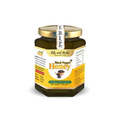 Premium Herbal Infused Raw Honey Collection- 100% Natural with No fillers or Binders Added. Multiple Flavours - Good Health Benefits with Every Spoon (Black Pepper Honey)