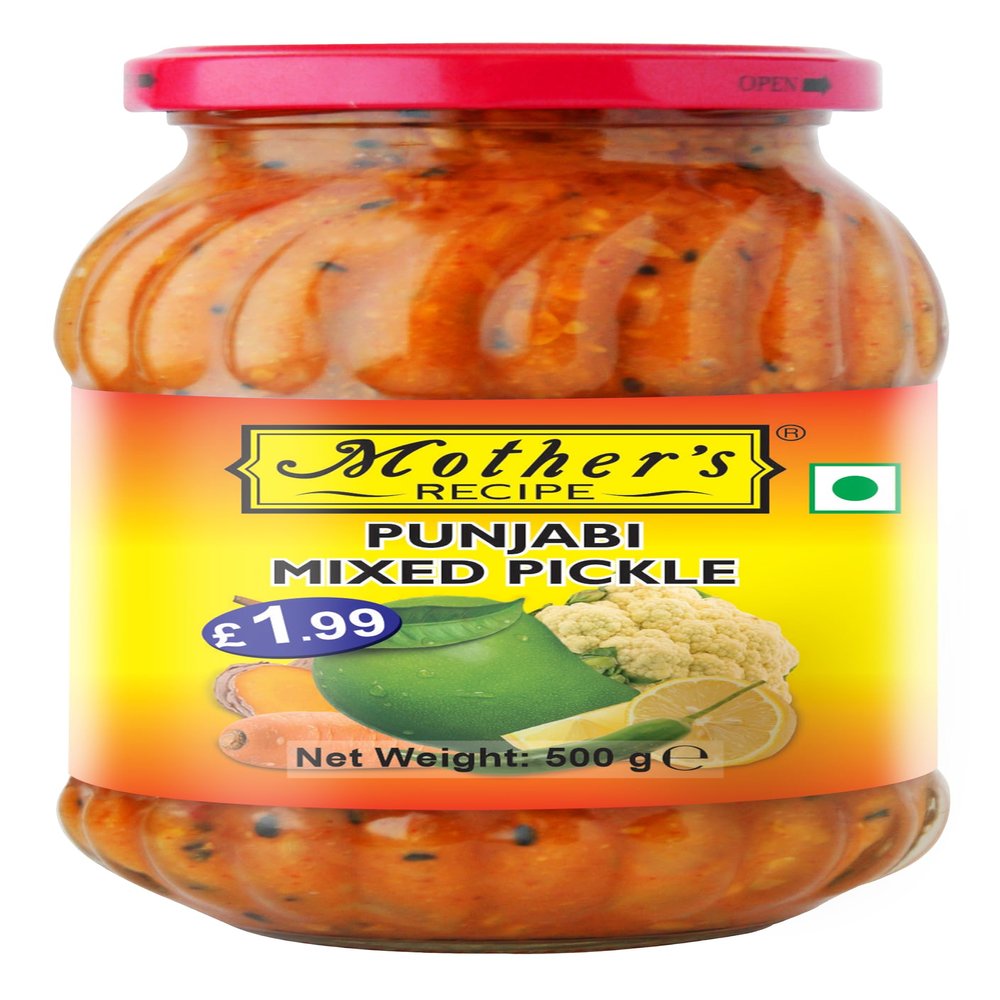 Mother's Recipe Punjabi Mixed Pickle - 500g (Pack of 6) | Authentic Punjabi Flavor | Rich Blend of Vegetables | Tangy Vegetable Pickle