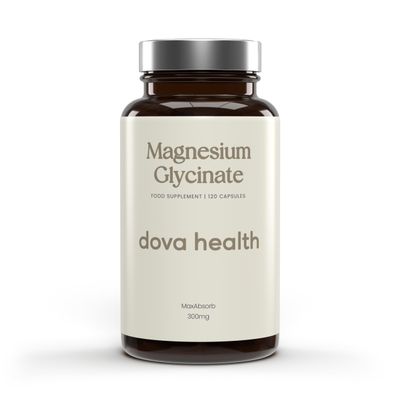Dova Health Glycinate 300mg - High Absorption Chelated Magnesium Bisglycinate - Pure Magnesium Supplement for Sleep, Stress Relief, Muscle & Bone Support - 120 Vegan Capsules, Made in UK