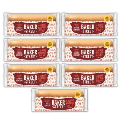 Jumbo Hot Dog Buns Rolls Pre-Cut Baker Streets (7 Bags of 4 (Total 28 Buns))