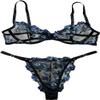 SHEKINI Women Mesh Lingerie Sets 2 Piece Floral Sheer Bra and Sexy Panty Teddy Babydolls Lingerie Underwear Outfit Ladies Naughty Nightwear Strappy Sets S-XL Black view 1