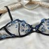 SHEKINI Women Mesh Lingerie Sets 2 Piece Floral Sheer Bra and Sexy Panty Teddy Babydolls Lingerie Underwear Outfit Ladies Naughty Nightwear Strappy Sets S-XL Black view 3