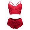 SHEKINI Sexy Babydoll Lingerie For Women Naughty Strappy Bra and Sexy Briefs 2 Piece Sexy Lace Floral Teddy Nightwear Outfit Underwear Sleepwear Female Erotic Clothing Plus Size Red view 2