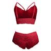 SHEKINI Sexy Babydoll Lingerie For Women Naughty Strappy Bra and Sexy Briefs 2 Piece Sexy Lace Floral Teddy Nightwear Outfit Underwear Sleepwear Female Erotic Clothing Plus Size Red view 3