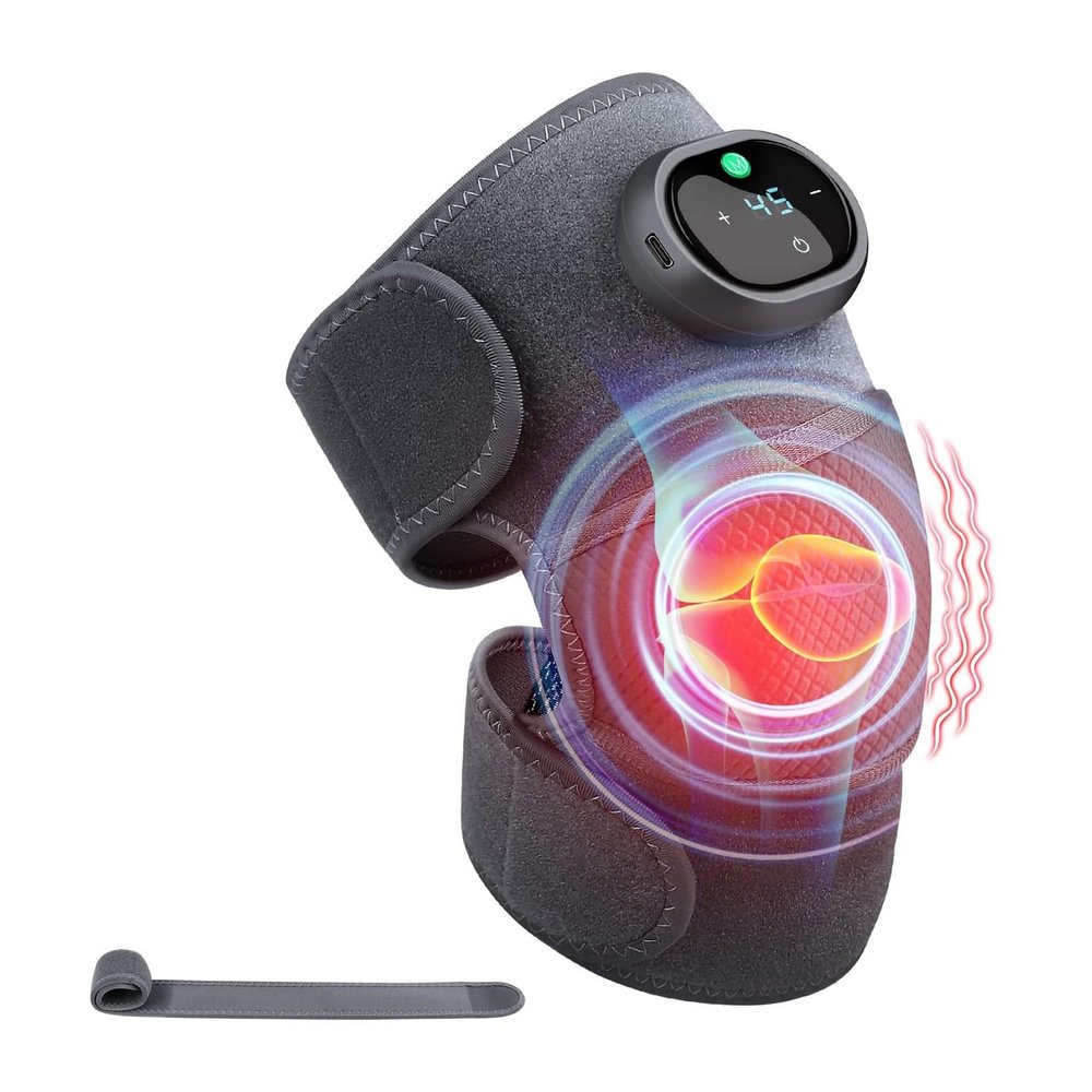 iFutniew Heating Knee Massager Portable Knee Massager Compress Massager Knee Shoulder Elbow 3-In-1Heating Vibration Massager, for Pain Relief