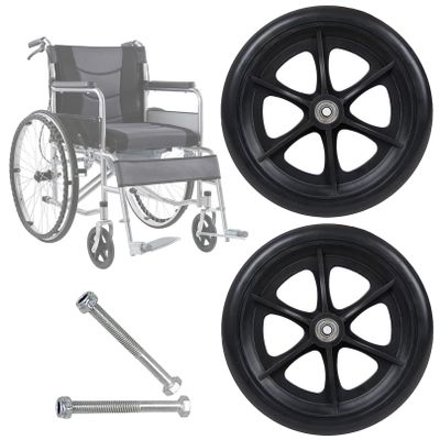 KWIBYBGS Wheelchair Front Wheels Replacement,2 Pcs Solid Wheel Anti-Slipor Wheels for Wheelchairs Walker Wheelchair Wheels/Black/8 Inch(200Mm)