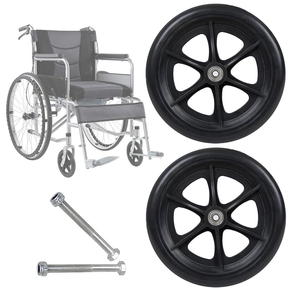 KWIBYBGS Wheelchair Front Wheels Replacement,2 Pcs Solid Wheel Anti-Slipor Wheels for Wheelchairs Walker Wheelchair Wheels/Black/8 Inch(200Mm)