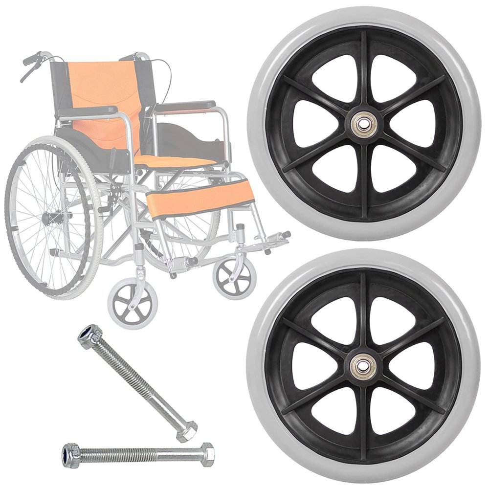 KWIBYBGS Wheelchair Front Wheels Replacement,2 Pcs Solid Wheel Anti-Slipor Wheels for Wheelchairs Walker Wheelchair Wheels/Gray/6 Inch(150Mm)