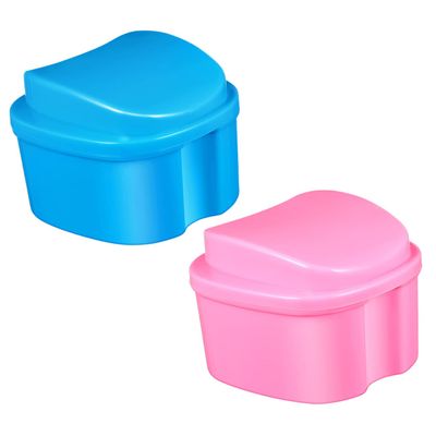 Beatifufu Denture Case Travel Container 2Pcs Lightweight Small Box Secure Lock for Household Oral Care Accessories