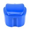 Rordigo Dark Blue Denture Case, Denture Cup with Strainer, Denture Bath Box False Teeth Storage Box with Basket Net Container Holder for Travel view 1