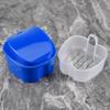 Rordigo Dark Blue Denture Case, Denture Cup with Strainer, Denture Bath Box False Teeth Storage Box with Basket Net Container Holder for Travel view 3